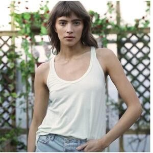 Groceries Apparel Scoop Neck Organic Cotton Tank Top White Women Large NWT